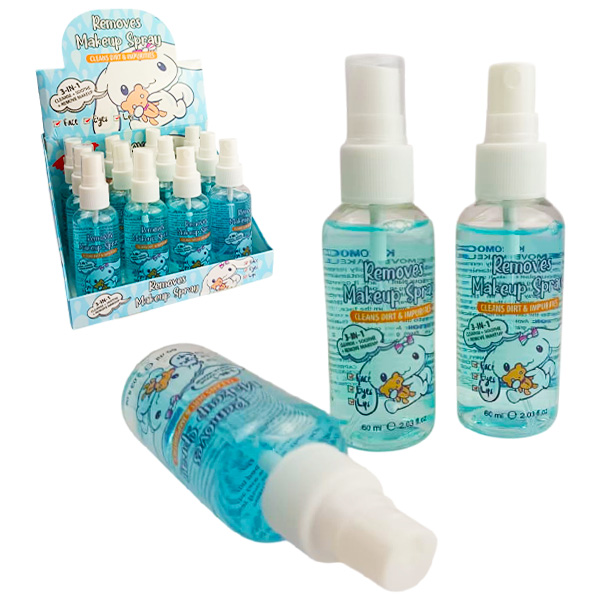 Removedor de maquillaje en spray 3 en 1 con presentación de Cinnamoroll