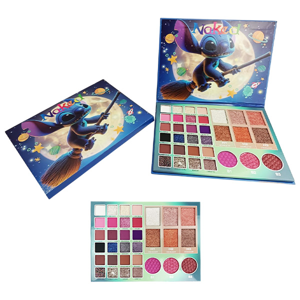 Paleta de sombras con 33 tonos diferentes con presentación de Halloween Stitch de Naked Flower